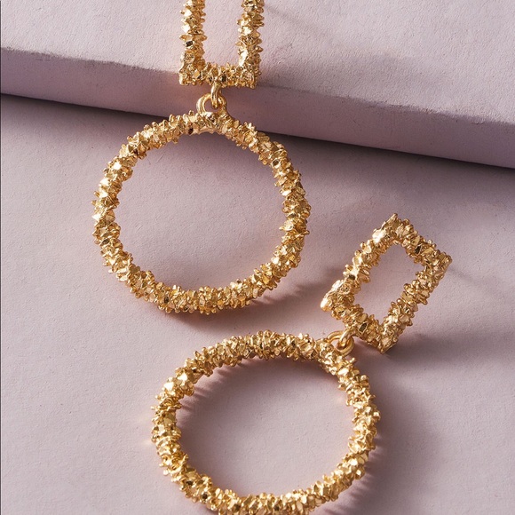 Square & Round Drop Earrings - Picture 2 of 2